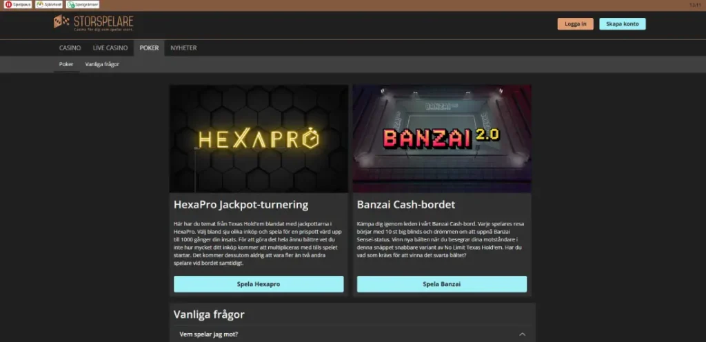Storspelare poker