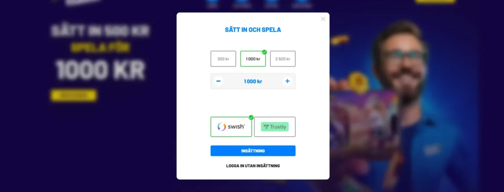 Spelklubben logga in. Sätt in och spela. Swish eller Trustly
